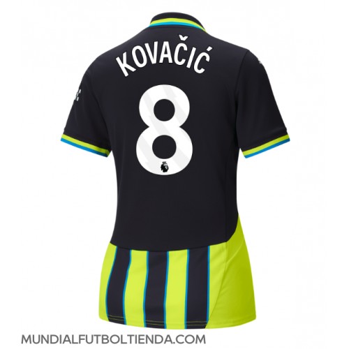 Camiseta Manchester City Mateo Kovacic #8 Segunda Equipación Replica 2024-25 para mujer mangas cortas